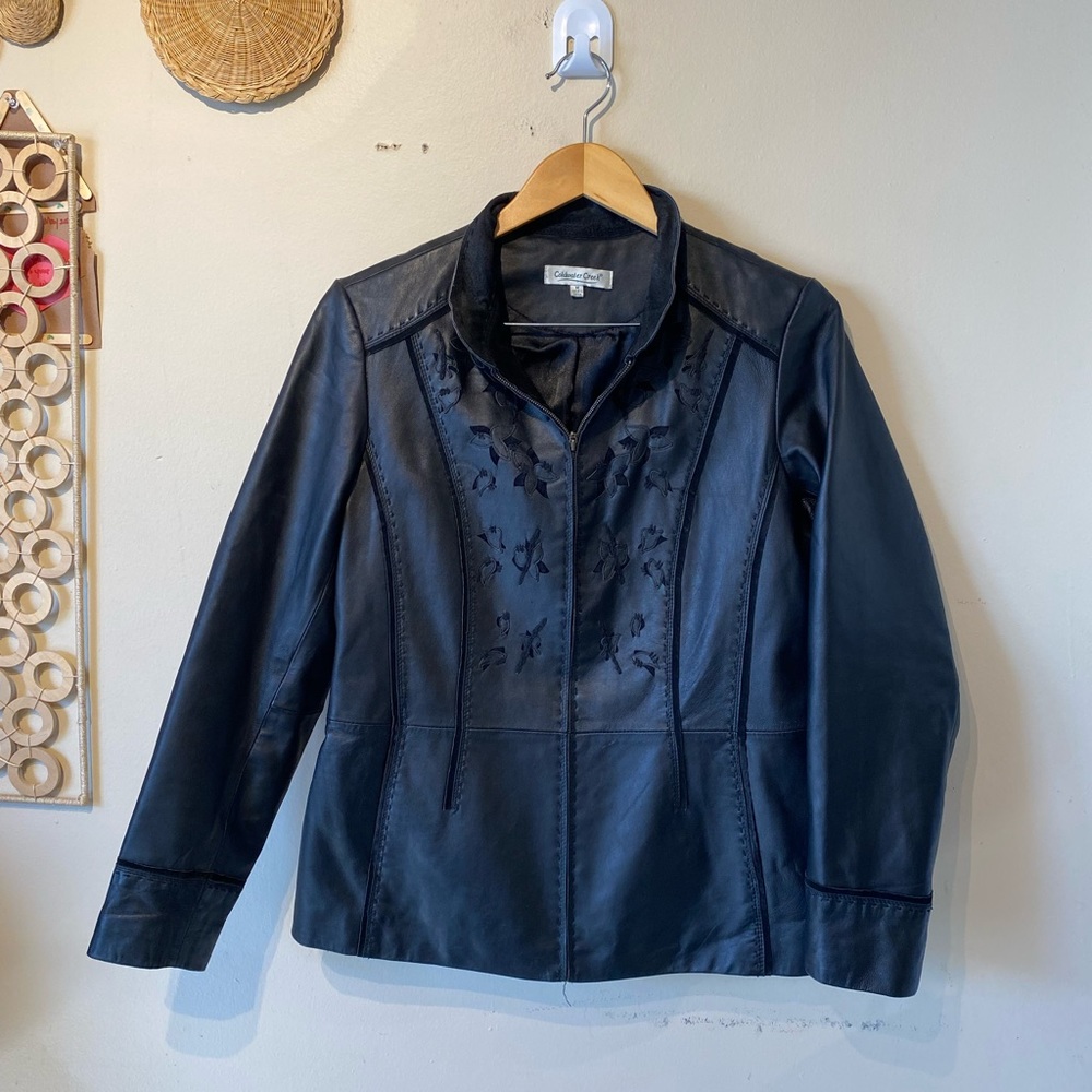 Cold water creek large leather medium weight jacket,,,,